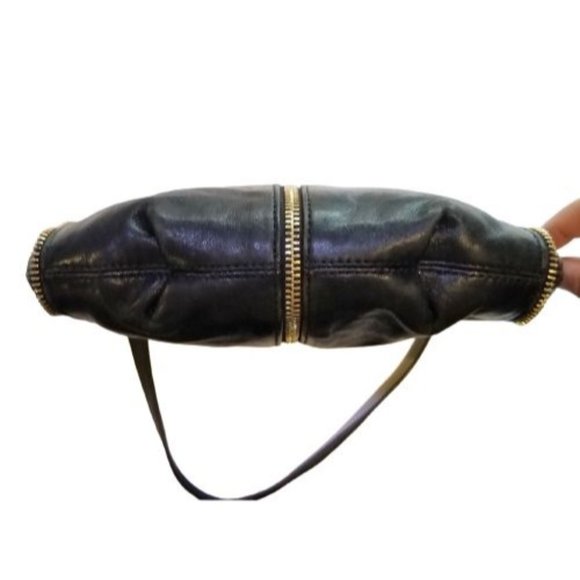 Michael Kors Newman Leather Hobo Bag Zip Accent Gold Hardware - Picture 8 of 12